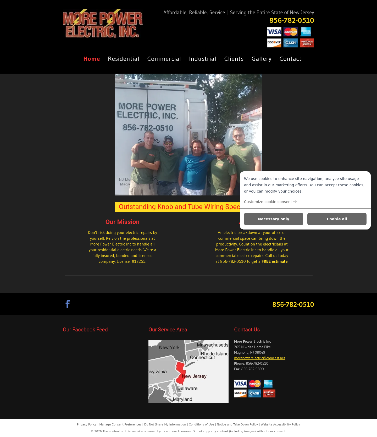 Current website screenshot for More Power Electric, Inc.